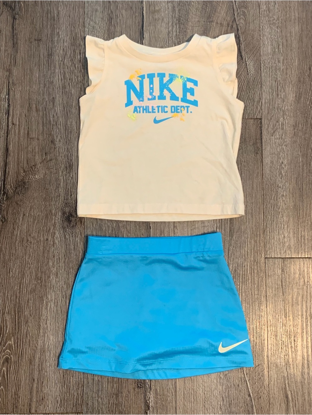 Nike Cream Graphic Tank with Bright Blue Skort Set